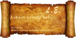 Lukics Erzsébet névjegykártya